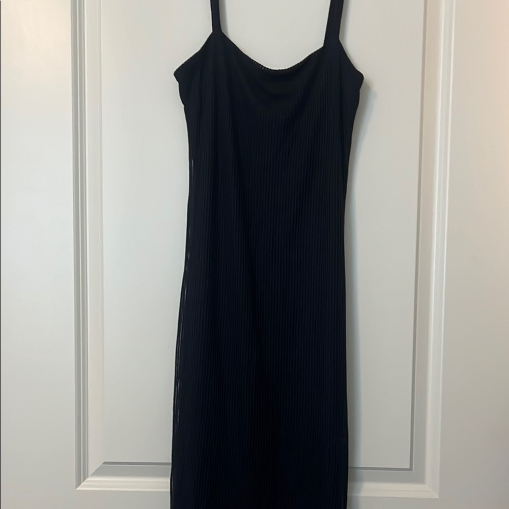 Navy blue Midi Slip Dress with Spaghetti Straps for Cocktail